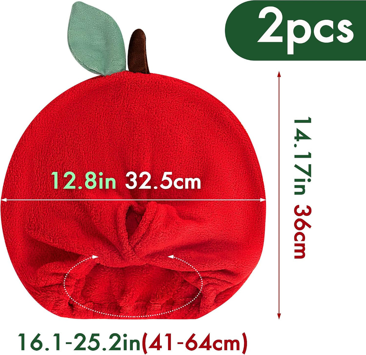 SHIDOW Apple Hair Bonnet for Women Quick Dry Bath Cap 2 Pack