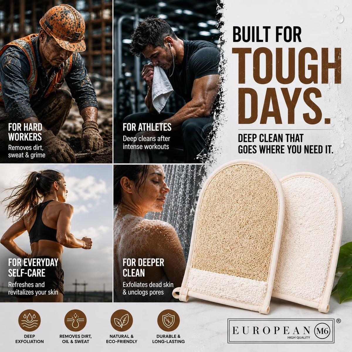 Egyptian Loofah Sponge, Large Double-Sided Exfoliating Mitt