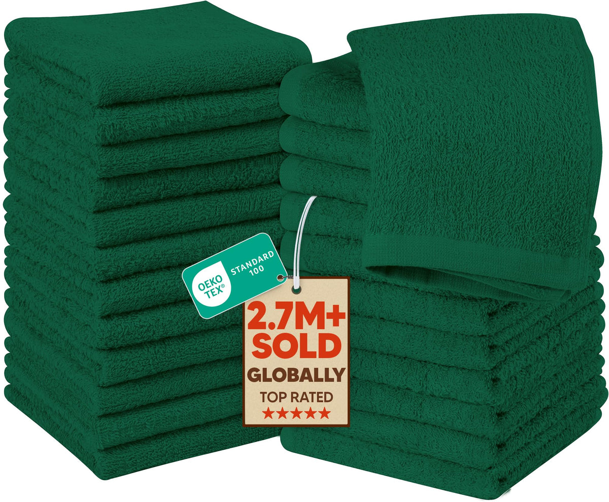 Utopia Towels 24 Pack Washcloths, 12x12 in, 100% Cotton, Grey
