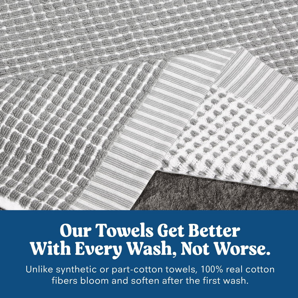 ONSEN Sculpted Terry Bath Towels - Grey Fog, 2X Bath Towel
