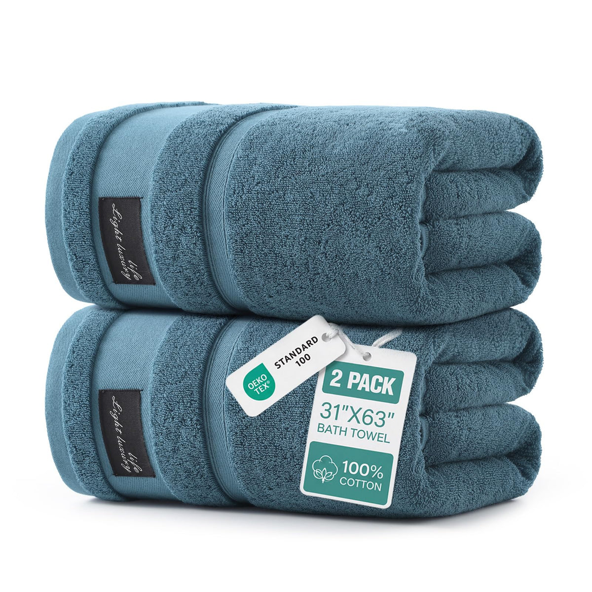 REDKISS 2 Pack Bath Towels Large 32x63 Inches, Heavyweight 760G - Dark Gray