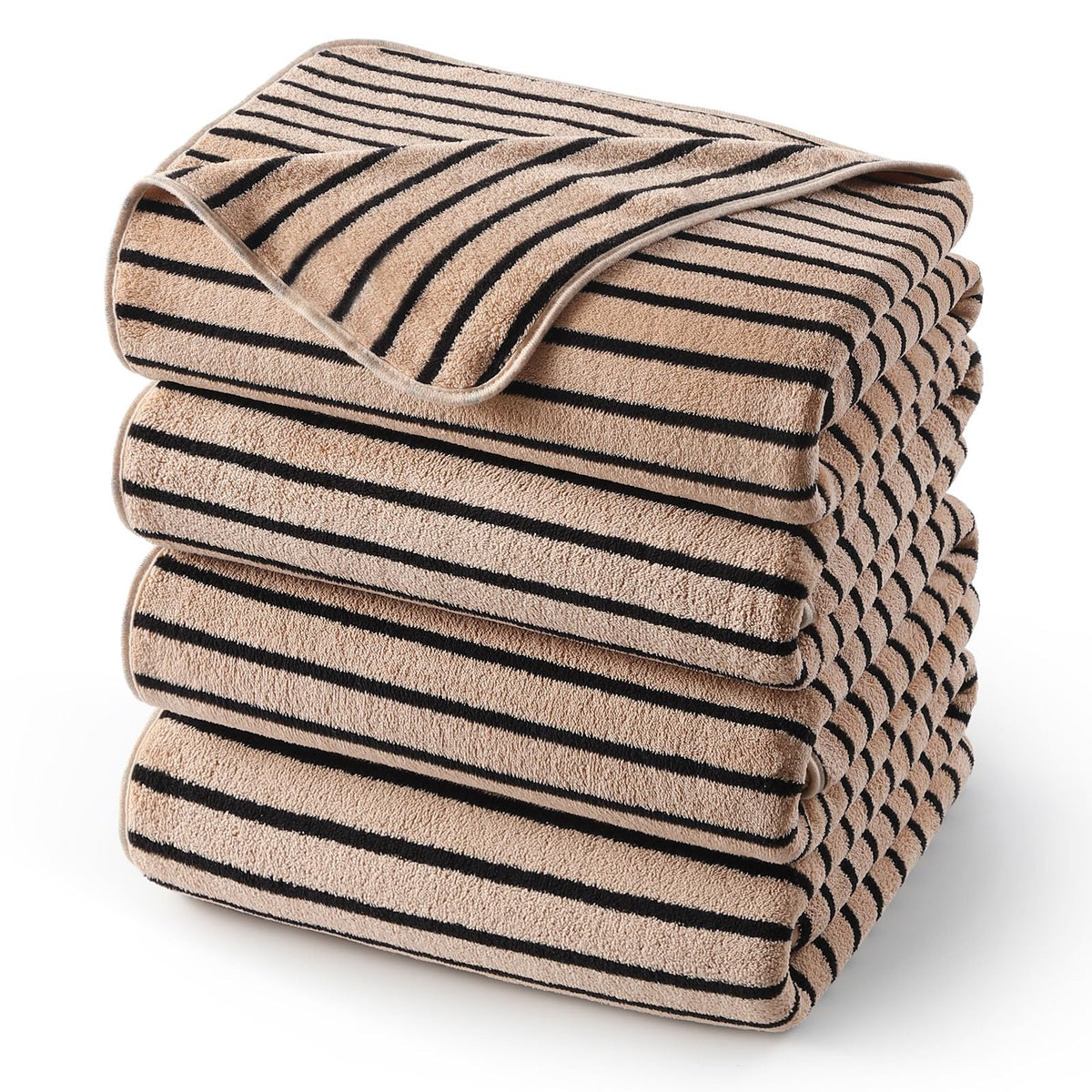 ecolook Striped Microfiber Bathroom Towel Set, Lightweight-Green