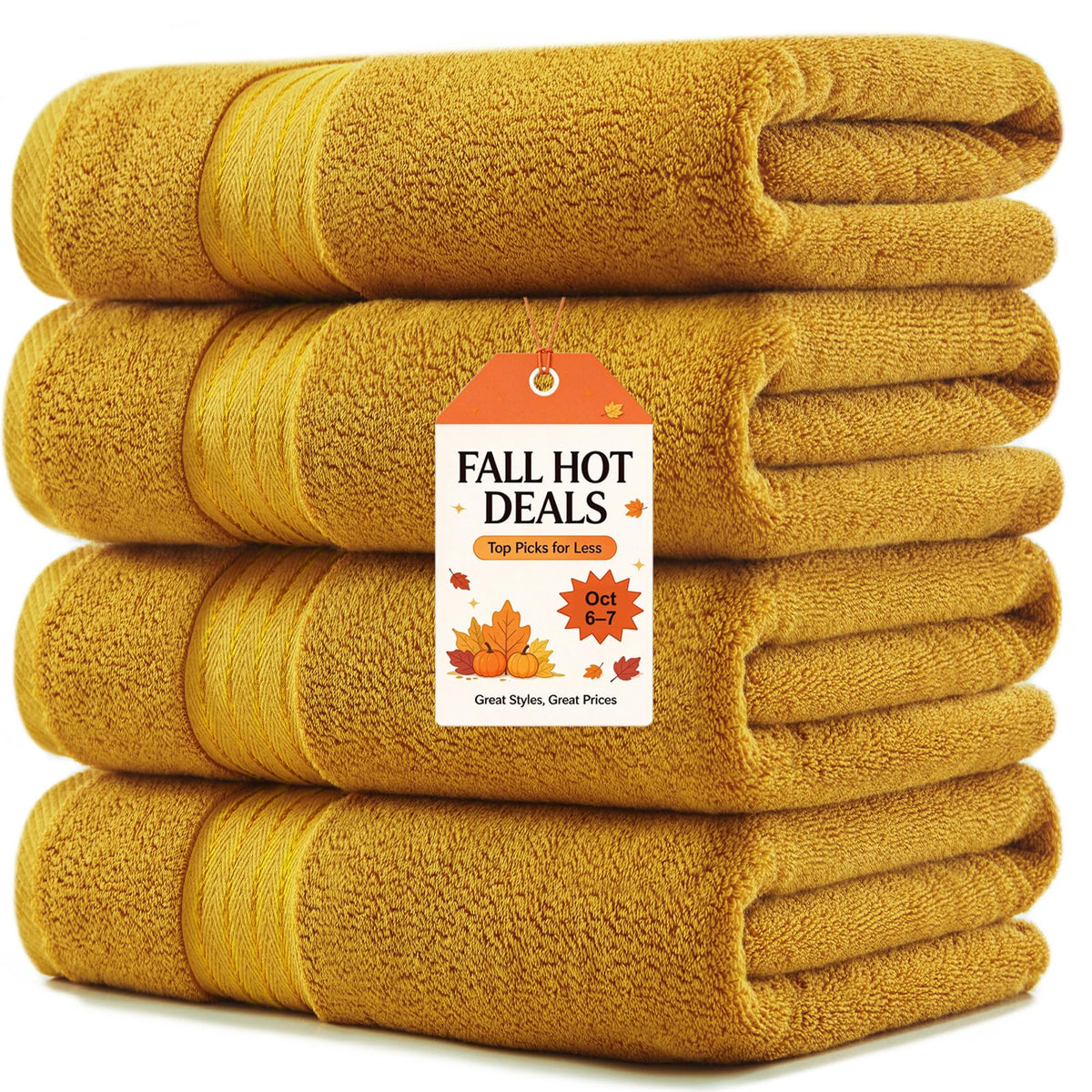 COZYART Luxury Bath Towels 4 PCS, 27x54 650 GSM Turkish Cotton Burnt Orange