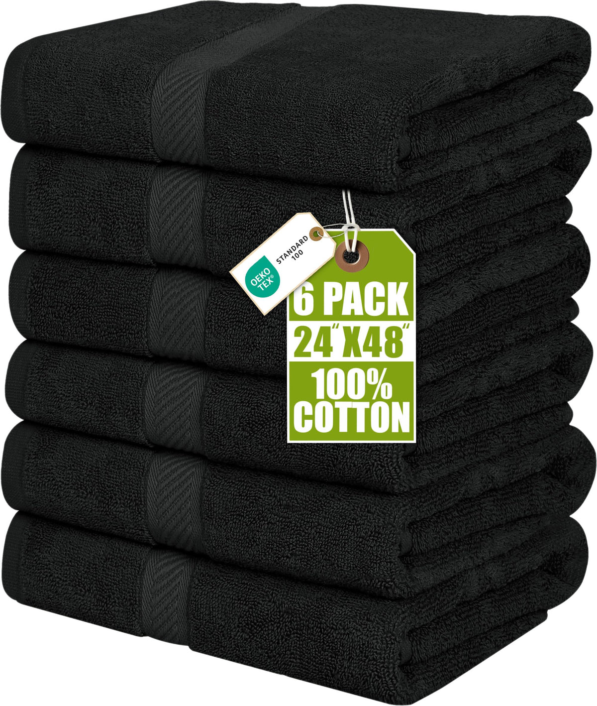 Utopia Towels 6 Pack Medium Bath Towels, 24x48 in, 100% Cotton, Grey