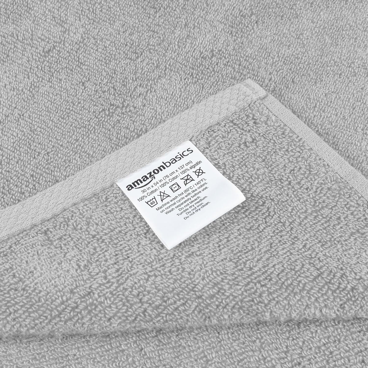 Amazon Basics 2 Piece Quick-Dry Oversize Bath Towel, 100% Cotton, 54" x 30", Platinum