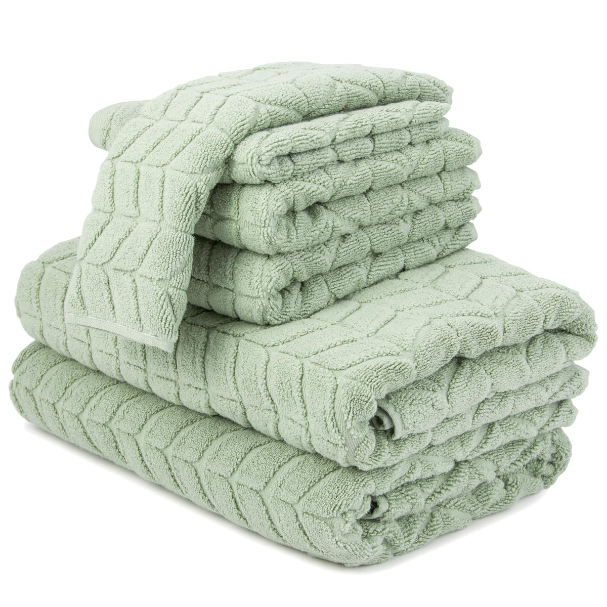 Luxury 100% Cotton Decorative Bath Towel Set, Ultra Soft - Eucalyptus Green