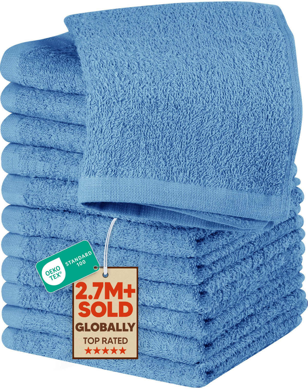 Utopia Towels 24 Pack Washcloths, 12x12 in, 100% Cotton, Grey