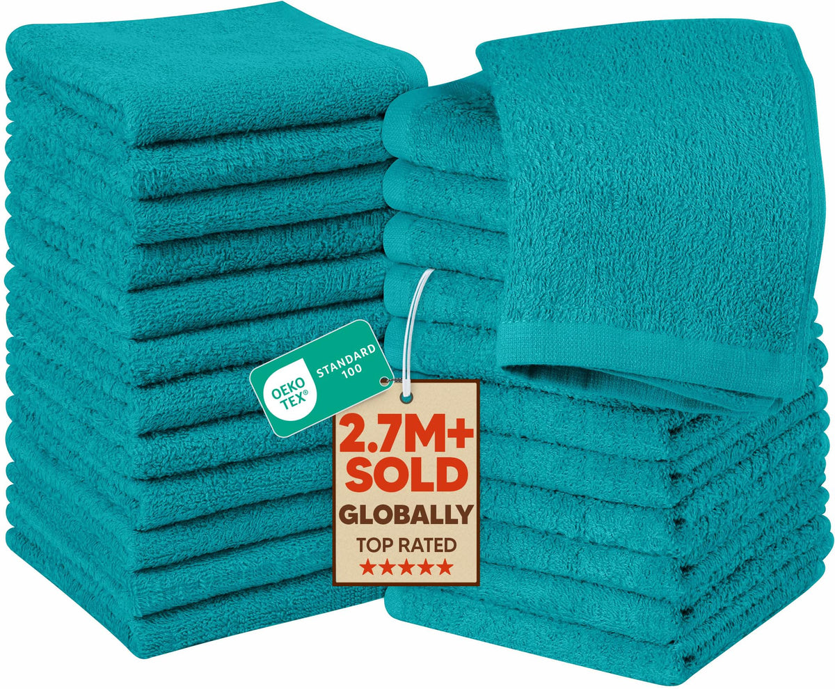 Utopia Towels 24 Pack Washcloths, 12x12 in, 100% Cotton, Grey
