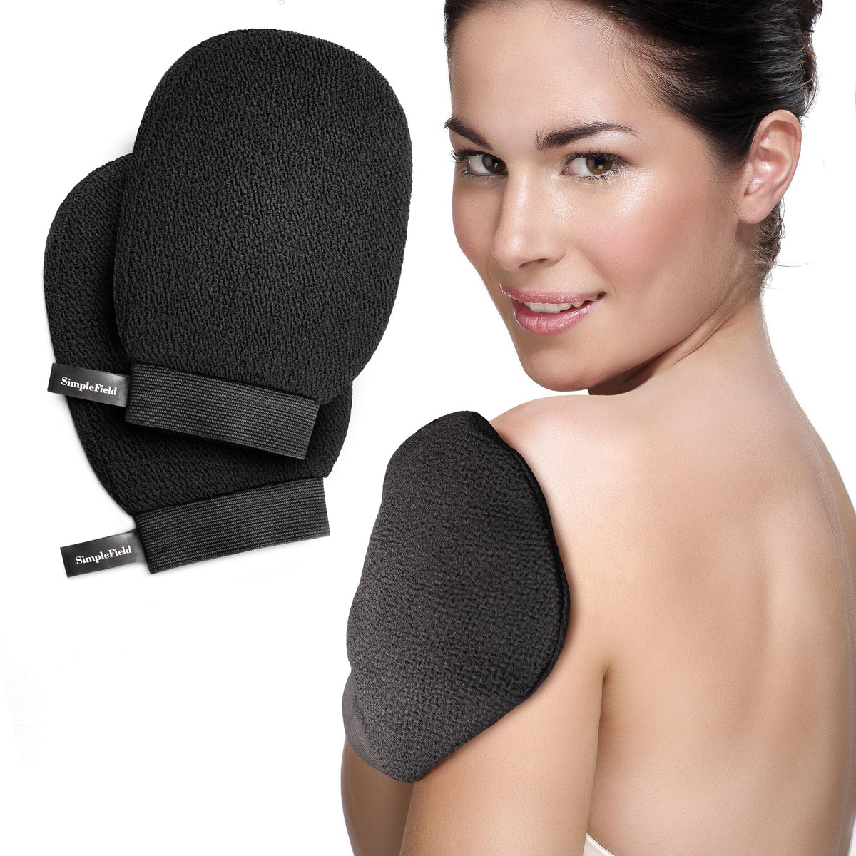 SimpleField Korean Exfoliating Mitt for Remove Dead Skin. 100% Viscose Deep Kessa Exfoliating Glove for Body Scrub, Keratosis Pilaris and Self Tanning Removal. Easily Smooth Skin Surface. (1 Piece)