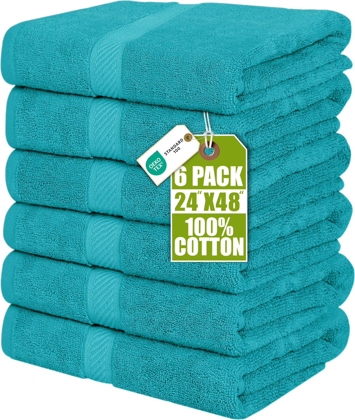 Utopia Towels 6 Pack Medium Bath Towels, 24x48 in, 100% Cotton, Grey