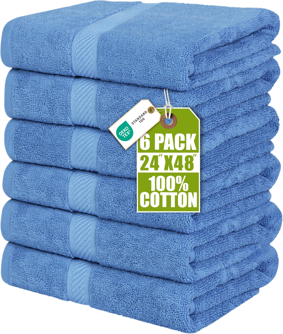Utopia Towels 6 Pack Medium Bath Towels, 24x48 in, 100% Cotton, White