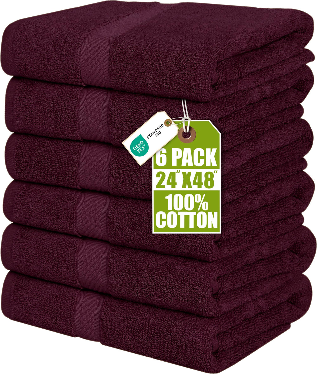 Utopia Towels 6 Pack Medium Bath Towels, 24x48 in, 100% Cotton, Grey