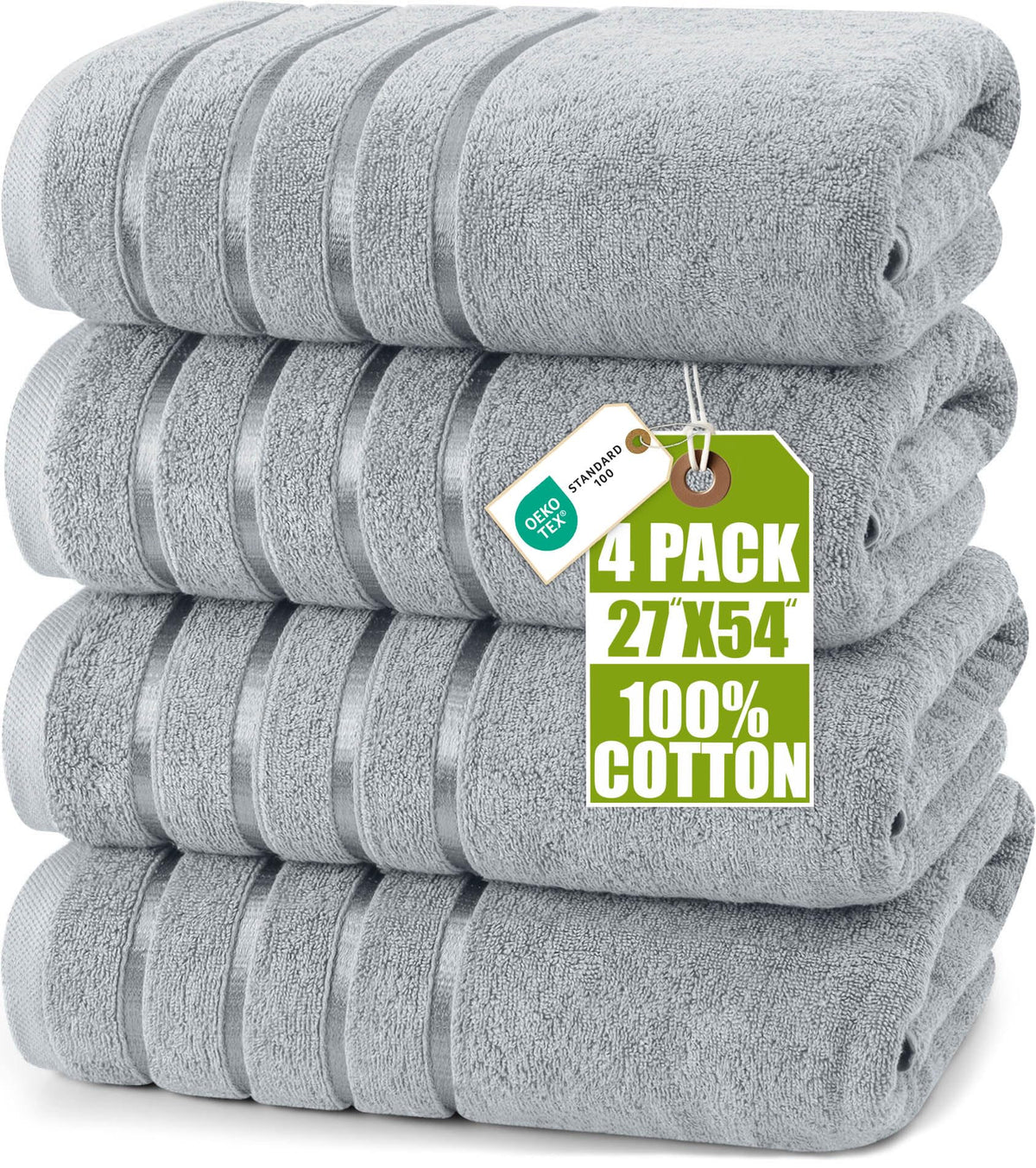 Utopia Towels 8 Piece Luxury Towel Set, 600 GSM, Viscose Stripe, Cool Grey