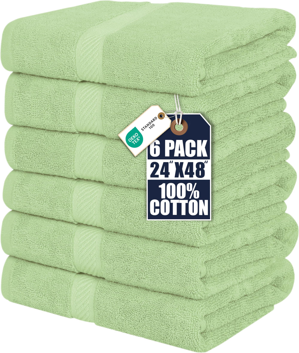 Utopia Towels 6 Pack Medium Bath Towels, 24x48 in, 100% Cotton, Grey