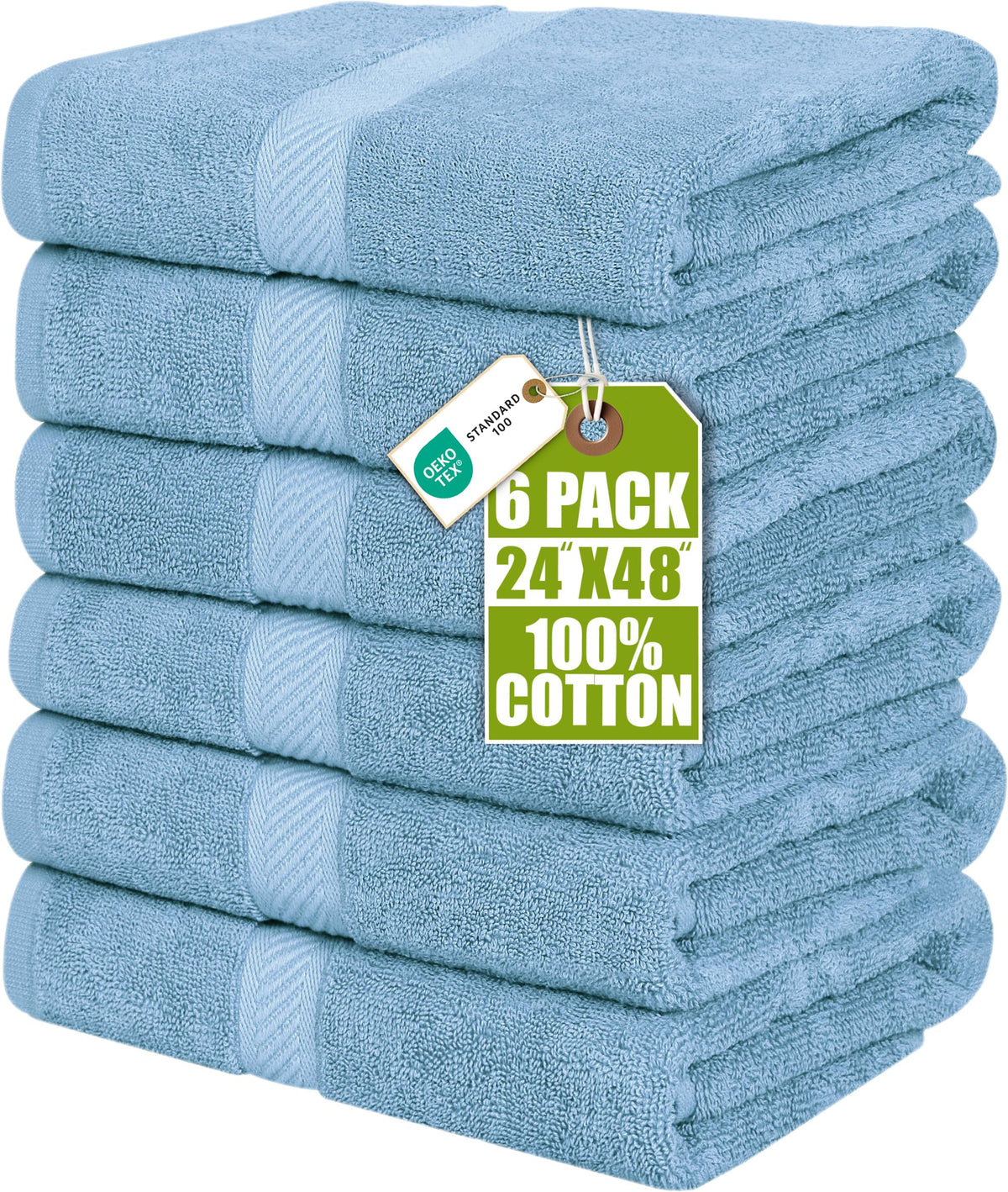 Utopia Towels 6 Pack Medium Bath Towels, 24x48 in, 100% Cotton, Grey