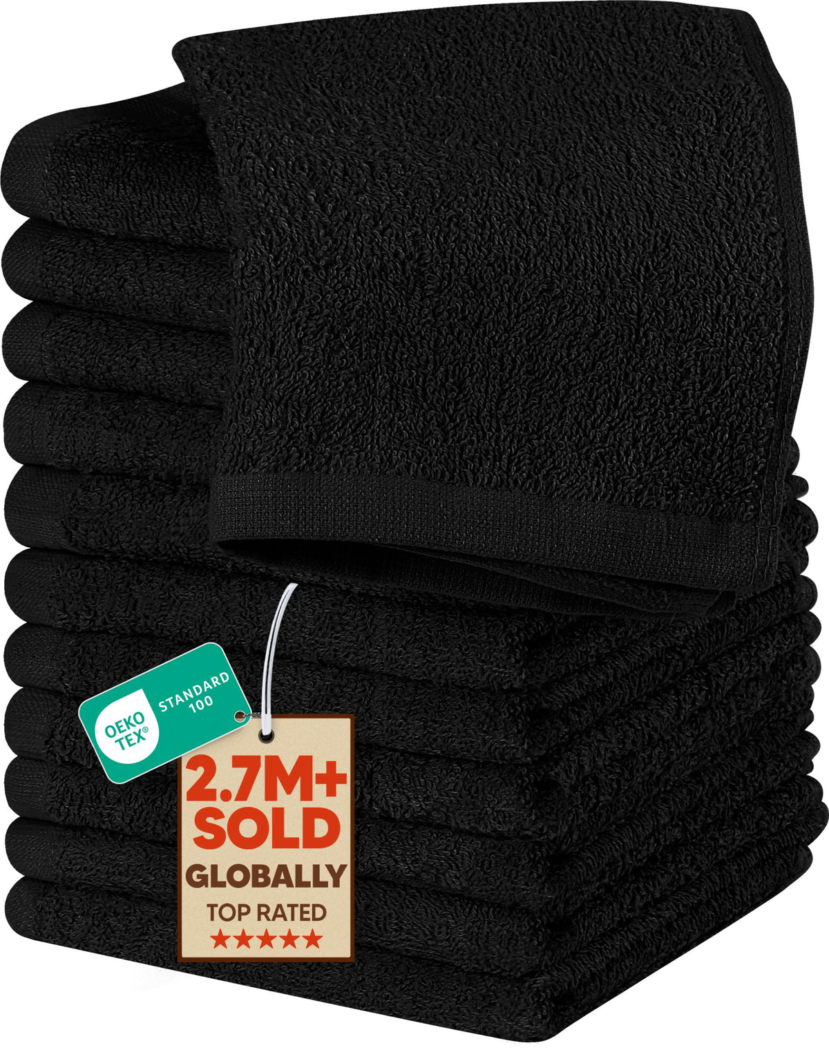 Utopia Towels 24 Pack Washcloths, 12x12 in, 100% Cotton, Grey