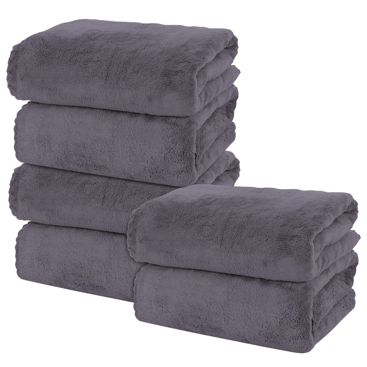 MOONQUEEN 2 Pack Premium Bath Towel Set - Quick Drying - Microfiber Coral Velvet Highly Absorbent Towels - Multipurpose Use as Bath Fitness, Bathroom, Shower, Sports, Yoga Towel (Grey)