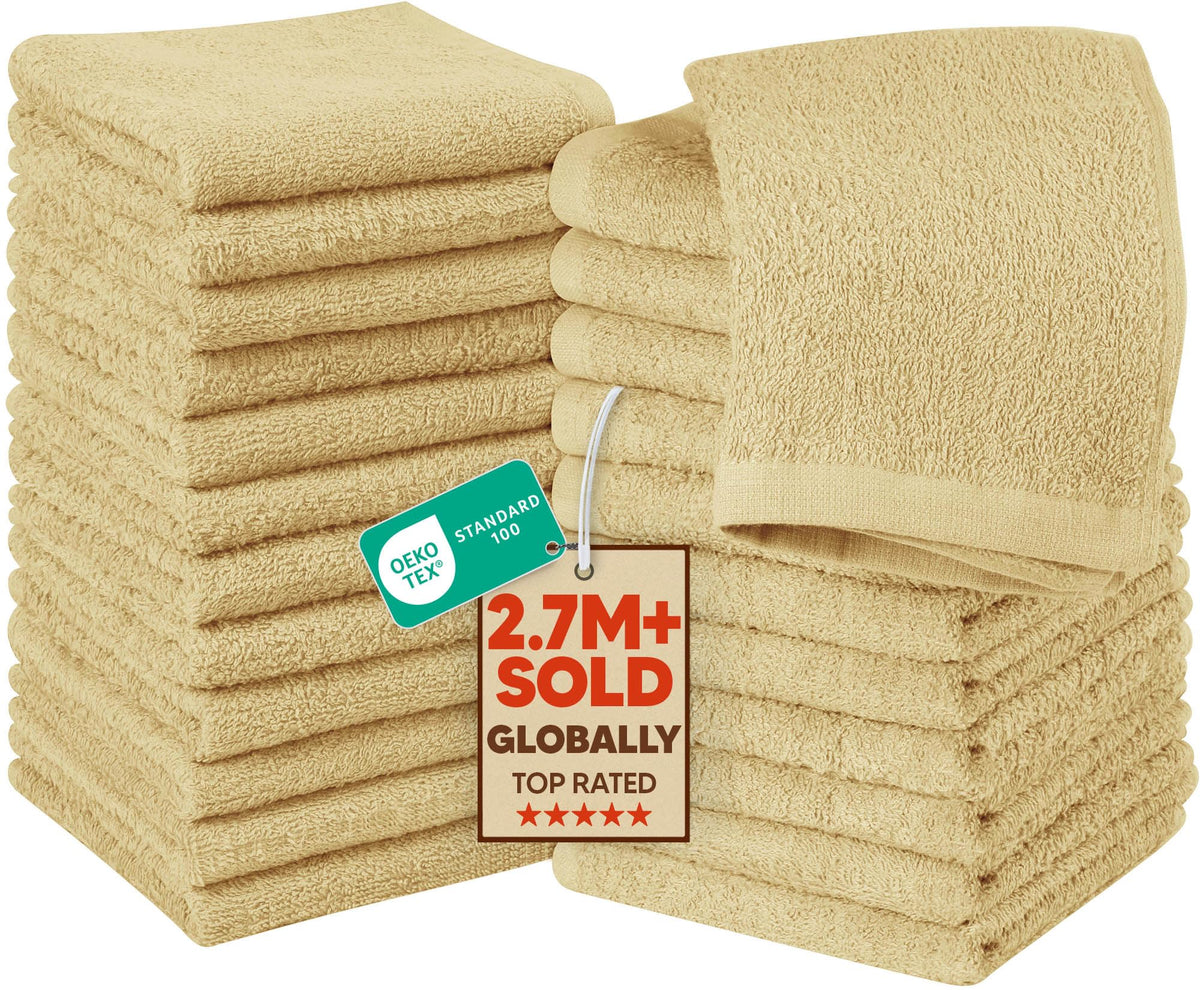 Utopia Towels 24 Pack Washcloths, 12x12 in, 100% Cotton, Grey