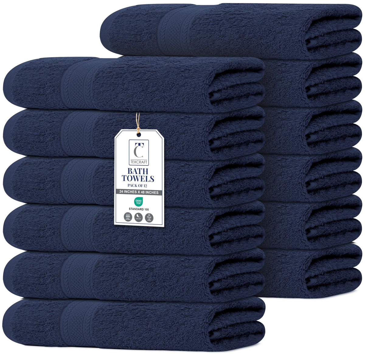 TEXCRAFT Large Bath Towels Set of 6 – 100% Cotton Terry – 24" x 50" – Quick Dry, Soft & Highly Absorbent – Beige Towels for Bathroom, Gym, Spa, Pool & Daily Use