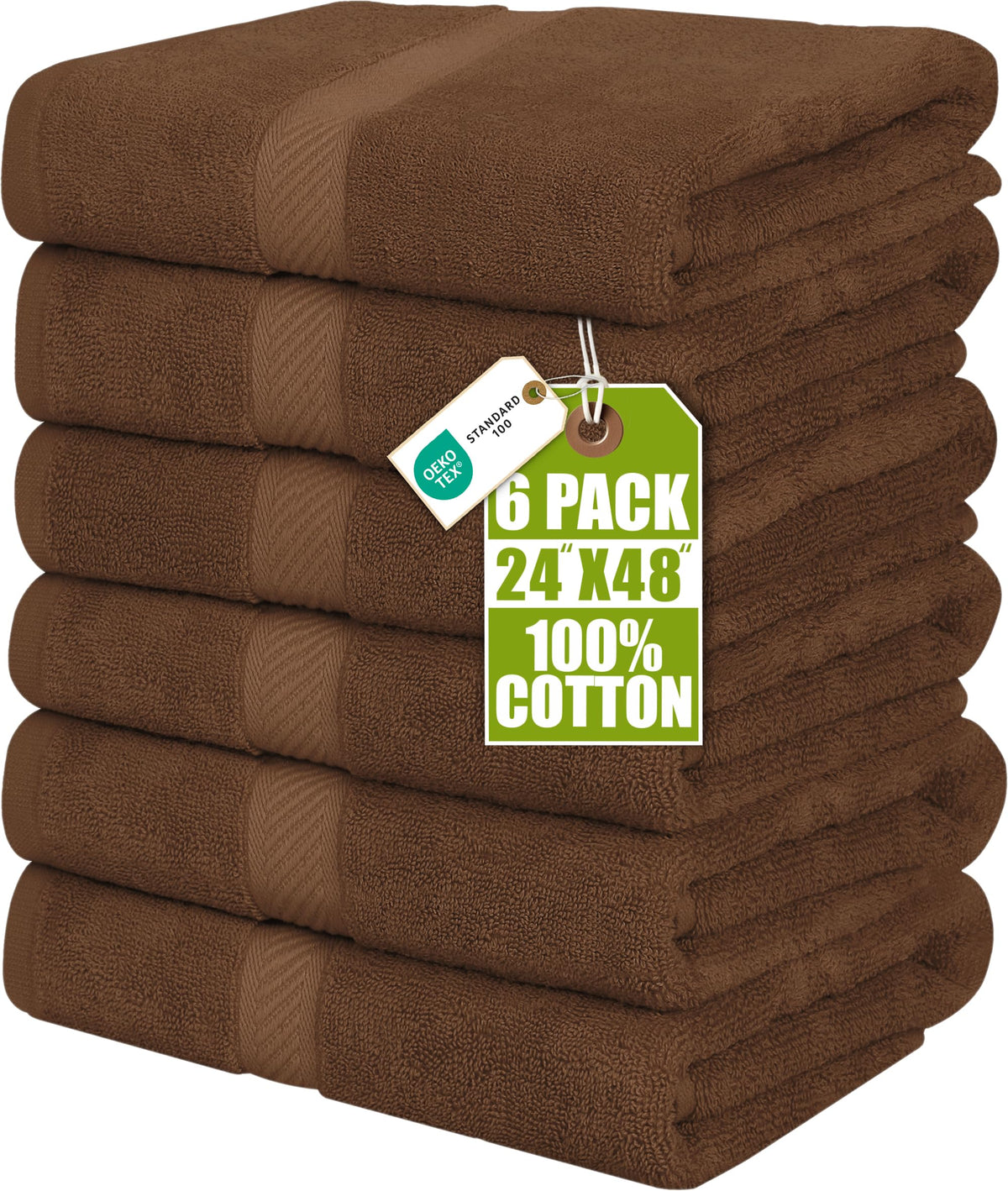 Utopia Towels 6 Pack Medium Bath Towels, 24x48 in, 100% Cotton, Grey