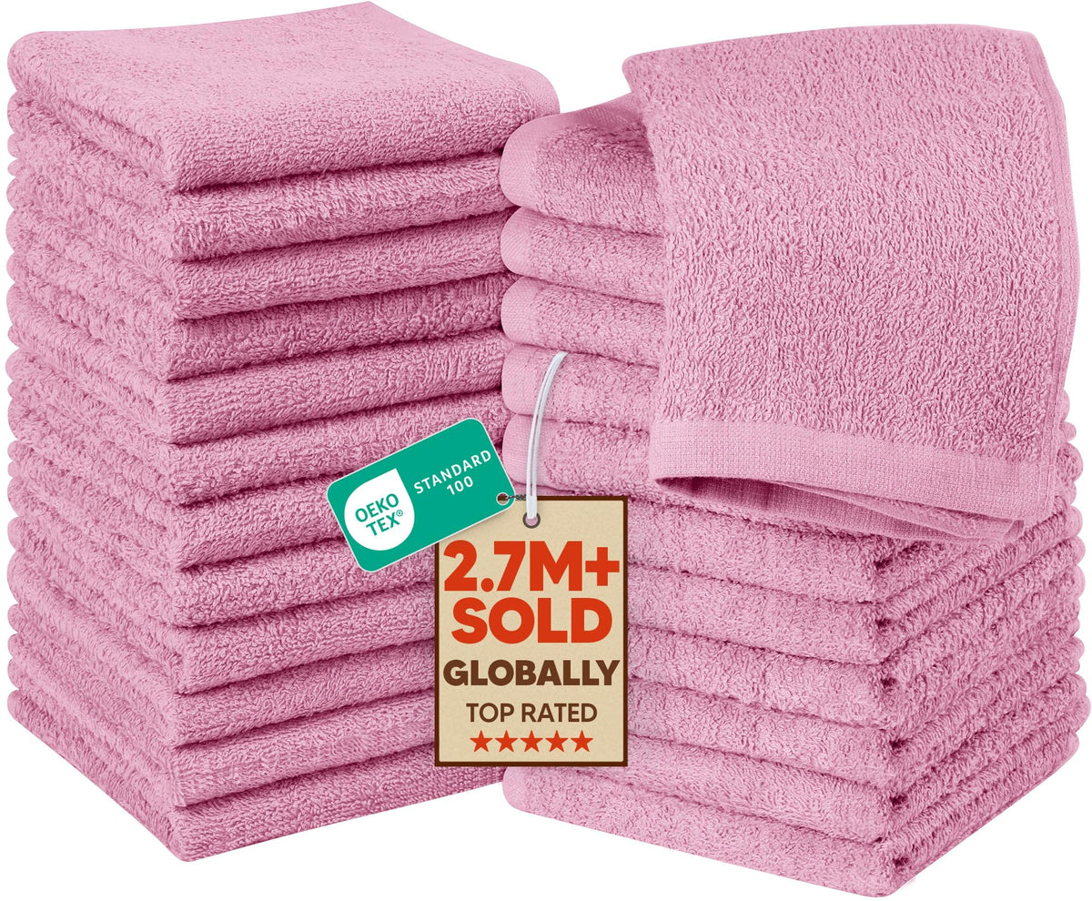 Utopia Towels 24 Pack Washcloths, 12x12 in, 100% Cotton, Grey