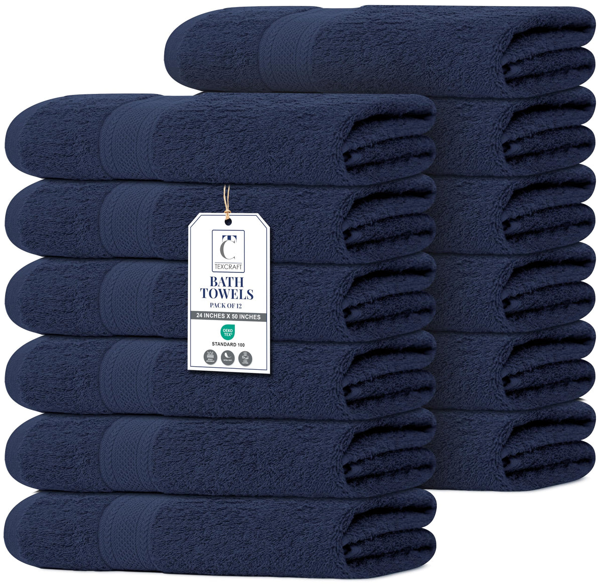 TEXCRAFT Large Bath Towels Set of 6 – 100% Cotton Terry – 24" x 50" – Quick Dry, Soft & Highly Absorbent – Beige Towels for Bathroom, Gym, Spa, Pool & Daily Use